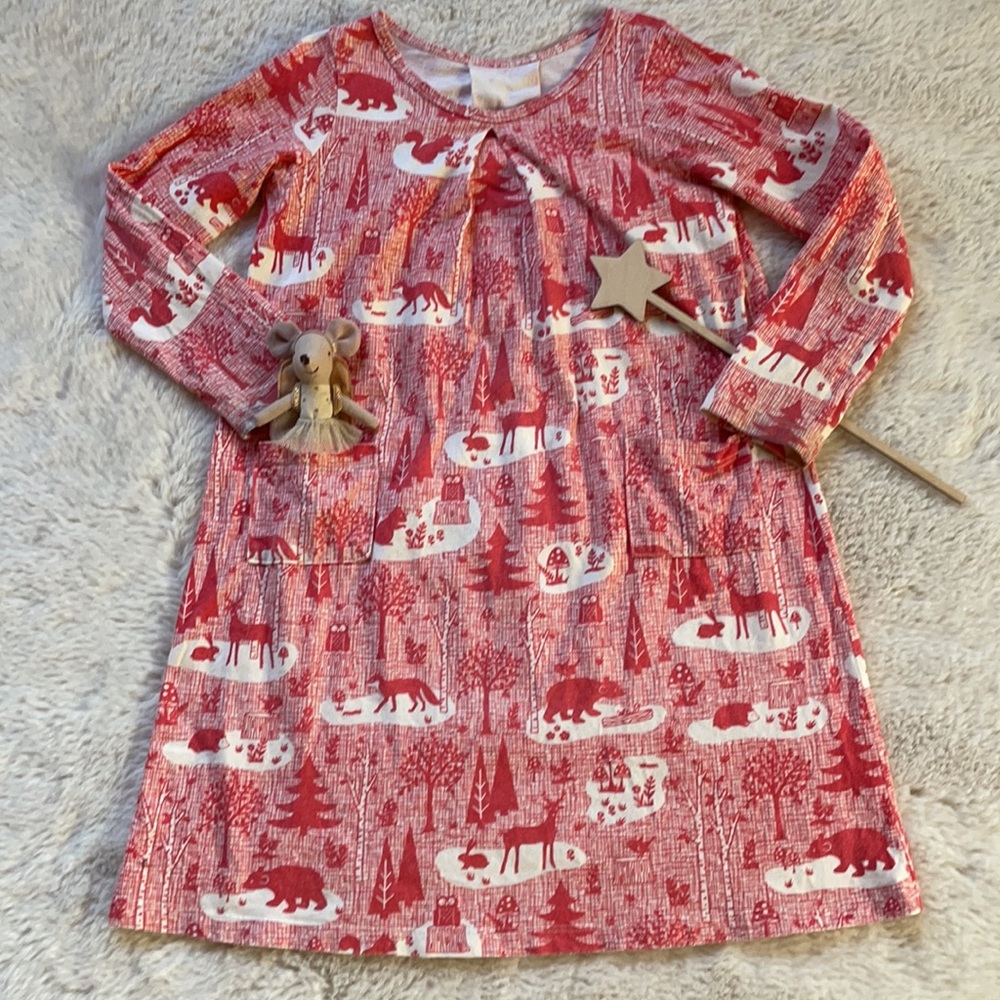 Winter Water Factory | Red Woodland Print Dress | 6